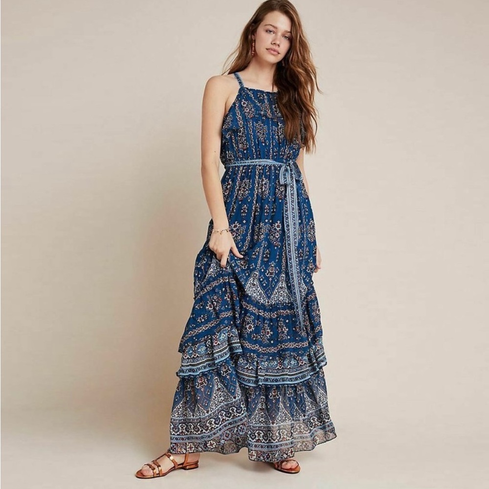 Anthropologie Sasha Ruffled Boho Print Dress NWT XS